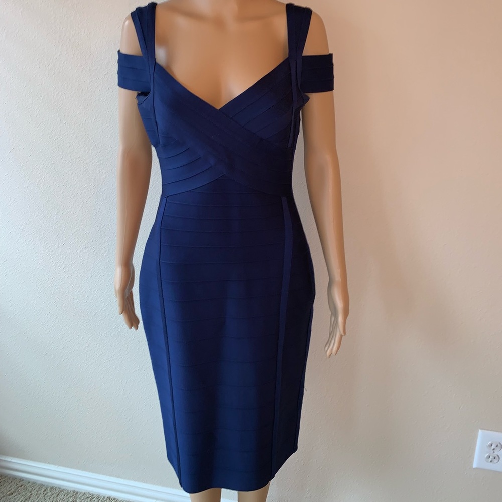 Navy blue bandage dress